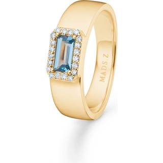 Mads Z Indigo ring i 14 karat guld med light swiss blue topas og brillant - Str. 60