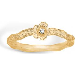 Blossom forgyldt mat børstet ring med blomst og klar zirkon - Str. 52