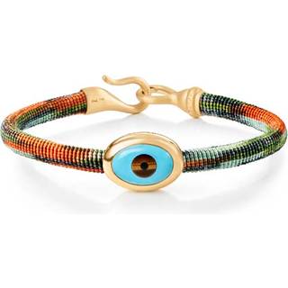 OLE LYNGGAARD COPENHAGEN Life armbånd, håndknyttet reb, Tropic. Evil Eye fatning i 18 karat rødguld, 6 mm