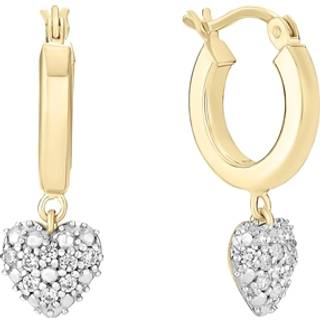 Lund Copenhagen øreringe i guldbelagt med hjertevedhæng med cubic zirkonia - 15mm