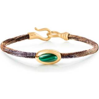 OLE LYNGGAARD COPENHAGEN Life armbånd, håndknyttet reb, Velvet. Malakit fatning i 18 karat rødguld