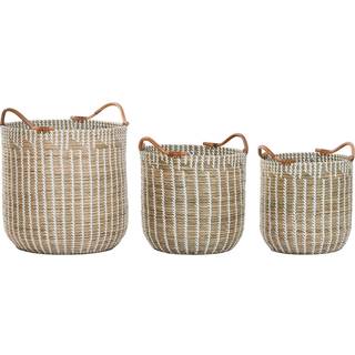 Kurvesæt Home ESPRIT Hvid Natur Havgræs (3 Dele)