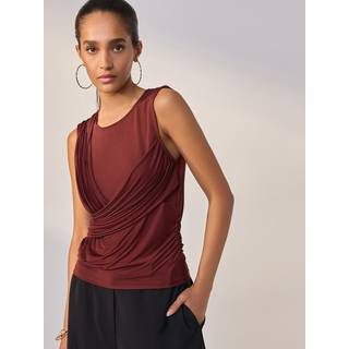 Next Cherry Red Sleevless Ruched Drape Front Top