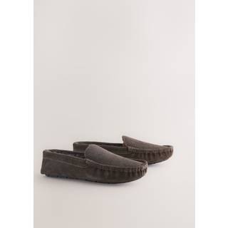 Next Moccasin hjemmesko i ruskind i imiteret pels