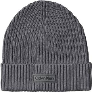 Calvin Klein Patch Chunky Rib Beanie Grey