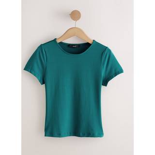 Next Teal Blue Soft Touch Slinky Nylon Scoop Neck Short Sleeve Top