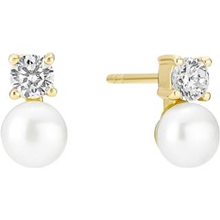 Lund Copenhagen ørestikker i guldbelagt med zirk og fvp. 6-6,5 mm