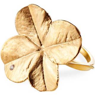 Flora Danica Firkløver Statement ring i guldbelagt sølv med kubisk zirkonia - Str. 54