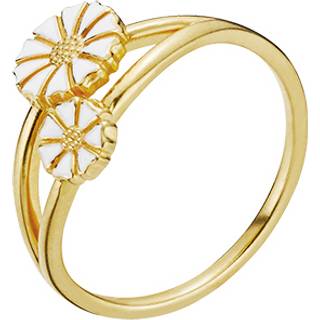 Lund Copenhagen Marguerit Ring forgyldt med hvid emalje - Str. 58