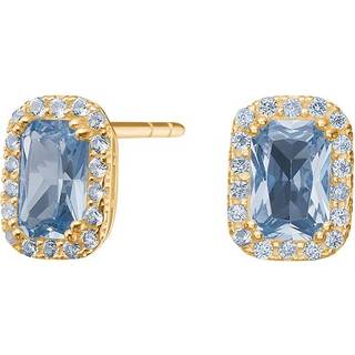 Siersbøl - 8 kt guld øreringe med lyseblå zirkonia