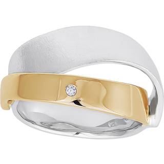 Siersbøl Shape Sølv ring med 14 kt.og diamant på ialt 0.010ct W/SI - Str. 52