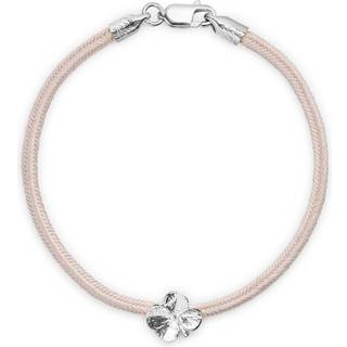 Flora Danica rosa silkearmbånd med sølv Firkløver