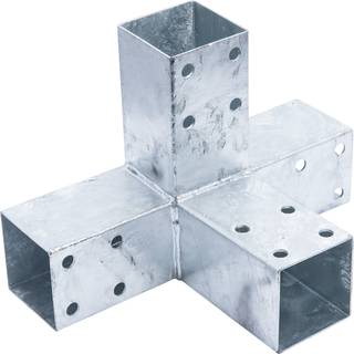 Nortiq dobbelt stolpehjørne med 4 samlinger, galvaniseret stål, 30,5 x 18,5 cm til 7 x 7 cm stolpe