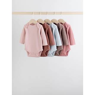Next Chocolate Pink Long Sleeve Baby Bodysuits 5 Pack