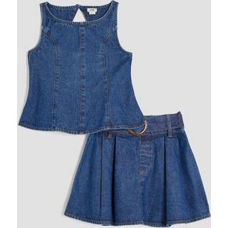 River Island River Island Blue Girls Denim Peplum Top and Skirt Set