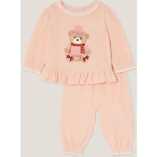 Monsoon Monsoon Pink Newborn Bear Frill Top & Trousers Set