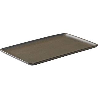 Aida Raw Rectangular Plate 23,5x15 Cm - Middagstallerkner Stentøj Metallic Brown - 15558