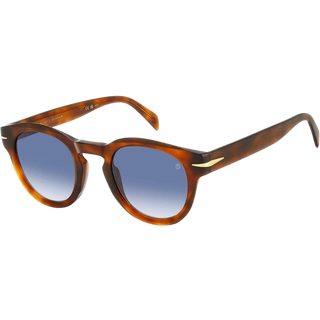 DAVID BECKHAM Mand DB 7041/S FLAT WR9/08 Solbriller Acetat Havana/Brun Lyseblå Rund Skygge