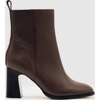 Reiss Reiss Brown Hana Leather Block-Heel Ankle Boots