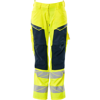 MASCOT ACCELERATE SAFE arbejdsbukser med knælommer, hi-vis gul/mørk marine - 82C36