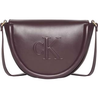 Embossed Monogram Logo Saddle Bag - Burgundy - One Size