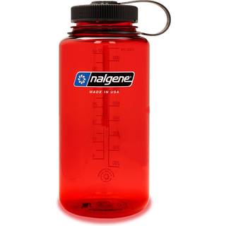 Nalgene Sustain 32 oz (ca. 946 ml) BPA-fri Tritan-vandflaske — Består af 50% genanvendt plast, bred halsåbning, rød