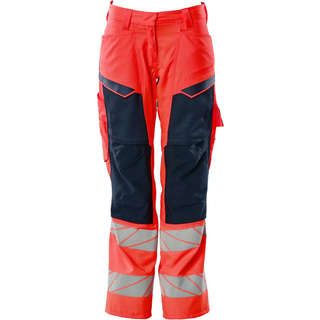 MASCOT ACCELERATE SAFE arbejdsbukser med knælommer, hi-vis rød/mørk marine - 76C50