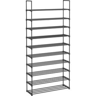 SONGMICS LSA10BK 10 Tier Shoe Rack High Shoe Rack Slim Shoe Rack Storage Metal Space Saving Dressing Room Entrance 30 x 94 x 206 cm Black
