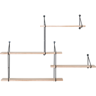 Hyldesystem sort/natur med 4 hylder 62x17,5x99cm