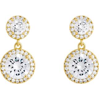 Jon Richard Jon Richard Gold Plated Cubic Zirconia and Pave Halo Drop Earrings