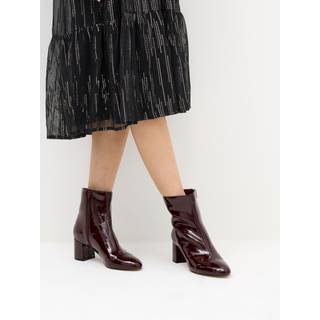 Lts Burgundy Red Patent Block Heel Ankle Boot In Standard Fit Size Standard > 7 - Standard 7