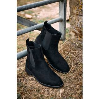 Lts Black Faux Suede Chelsea Ankle Boots In Standard Fit Standard > 8 Lts | Tall Women's Ankle Boots - Standard 8