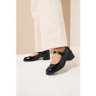 Yours Curve Yours Curve Black Extra Wide Fit Mid Block Patent Mary Jane Shoes - eu38