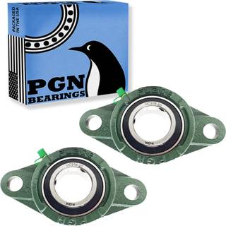 PGN UCFL206-20 Pudebloklejer - Pakke med 2 Flangemonterede Pudebloklejer - Forkromet stllejer med 1 1/4"""" boring - Selvjustering