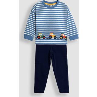 Jojo Maman Bébé JoJo Maman Bébé Blue Tractor 2-Piece Cross Stitch Appliqué Top & Leggings Set