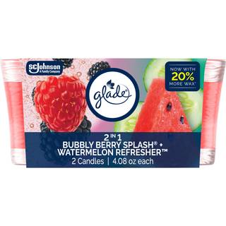 Glade duftende stearinlyskrukke 2-i-1 Bubbly Berry Splash & Watermelon Refreshener Air Freshener infunderet med teriske olier 4,08 Oz hver 2 Cou