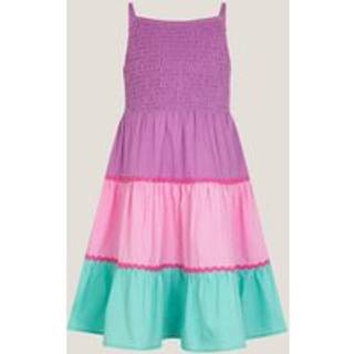 Monsoon Monsoon Pink Sleeveless Smocked Colourblock Dress - 7-8 Yrs