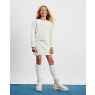 River Island River Island Cream Fluff Boucle Cardigan and Skirt Set