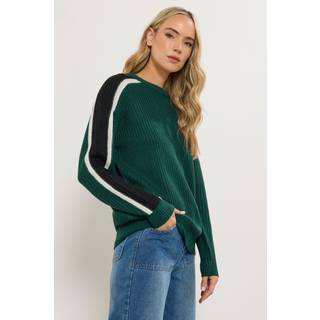 Lts Tall Green Sleeve Stripe Knitted Jumper Size 8-10
