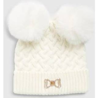 River Island River Island Cream Double Pom Beanie