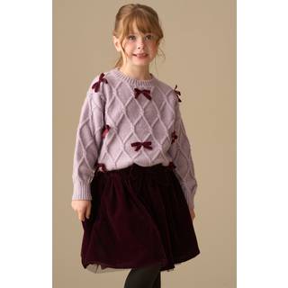 Angel & Rocket Angel & Rocket Clara Textured Knit Velvet Bow Jumper