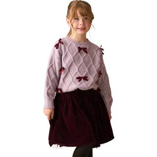 Angel & Rocket Angel & Rocket Purple Clara Textured Knit Velvet Bow Jumper