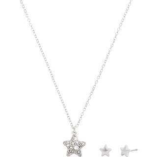 Coach Silver Star Crystal Boxed Studs and Necklace Set - Silver
