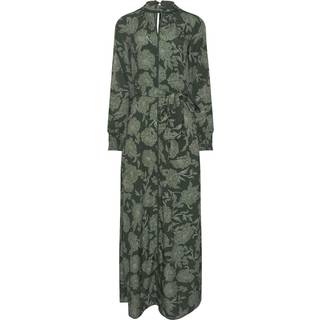 Lts Tall Green Floral High Neck Tie Dress Size 20