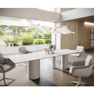Esstisch Edge 300x100 Keramik Laminam®Statuarietto Weiß Troa Metall Weiß