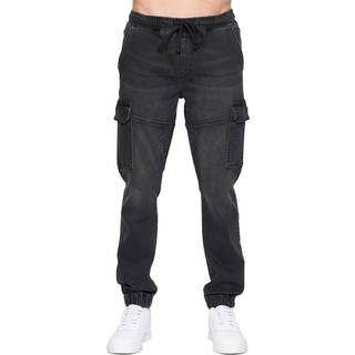 Crosshatch Malimore Denim Cuffed Cargo Bukser Vasket Sort