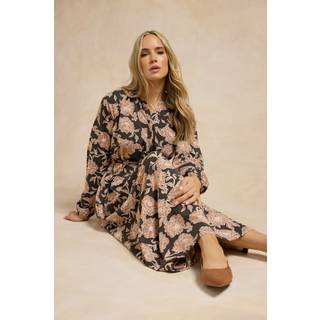 Lts Tall Brown Floral Belted Maxi Dress 16 Lts | Tall Women's Floral Dresses