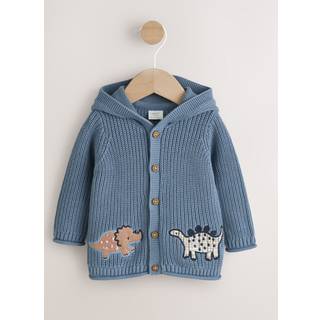 Next Navy Dinosaur Print Embroidered Baby Knitted Hooded Cardigan (0mths-2yrs)