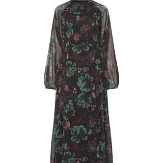 Lts Tall Black Chiffon Floral Maxi Dress Size 14