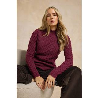 Lts Tall Burgundy Red Cable Knit Frill Jumper Size 22-24